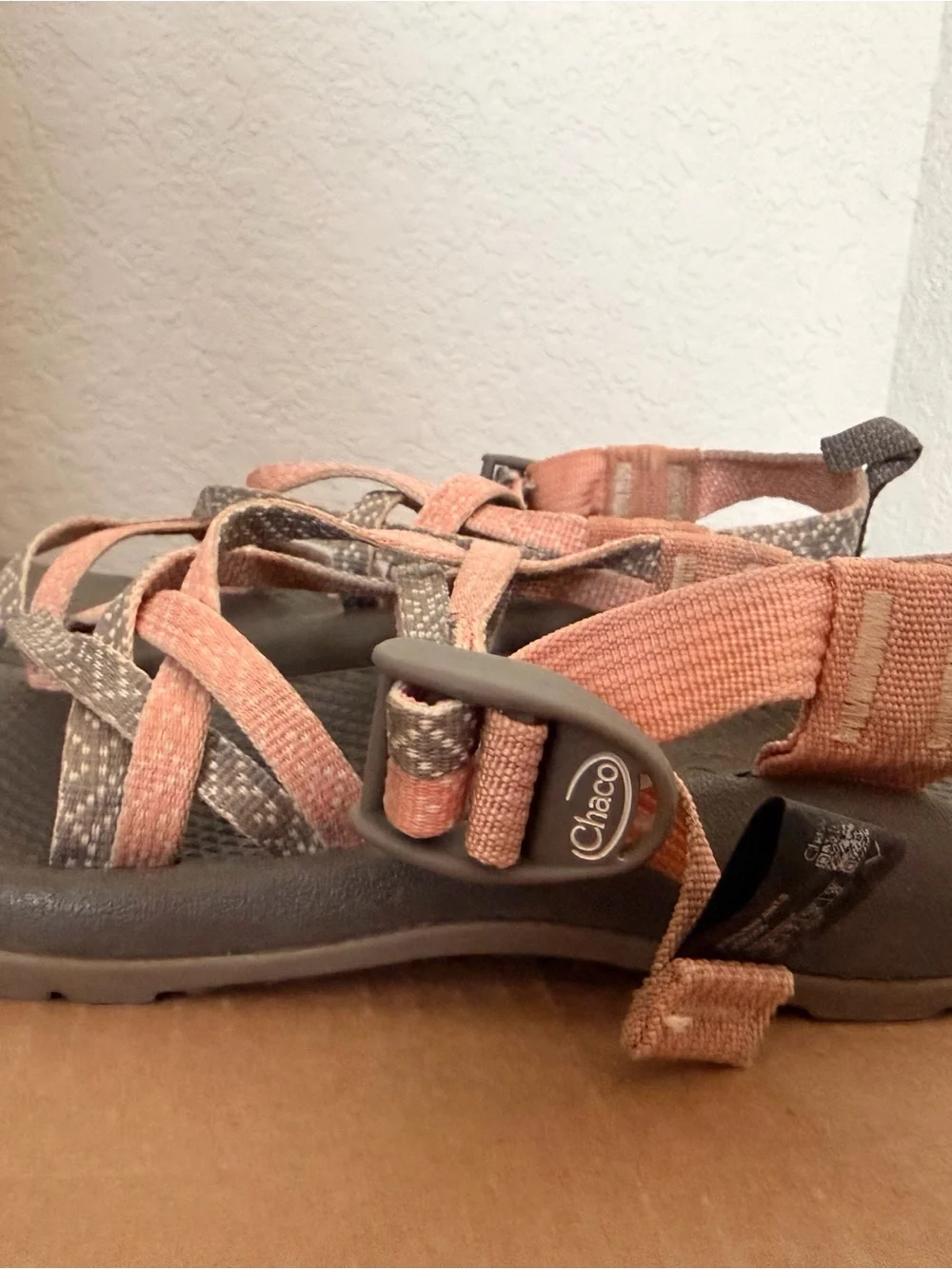 Chaco Ki’d’s Pink and Gray Strappy Z/Cloud Sandals